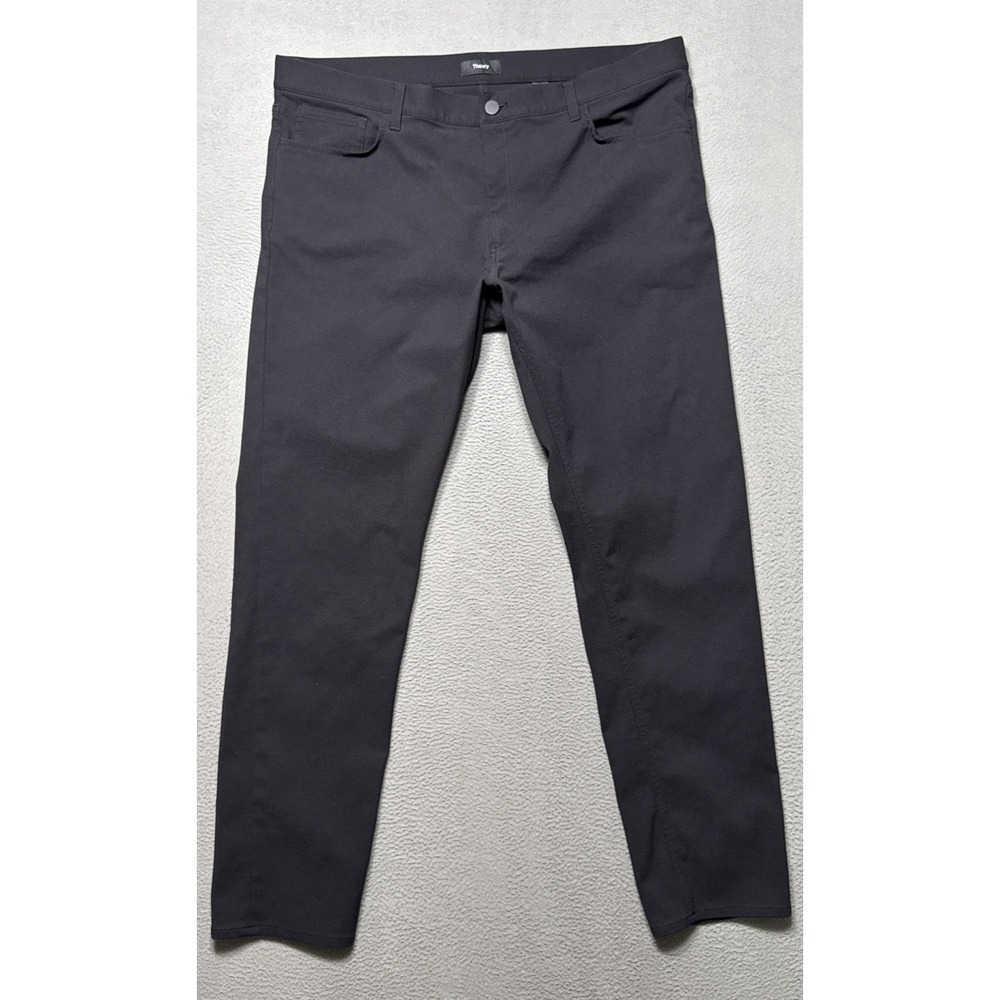Theory Raffi Neoteric‎ Twill Pants Mens Sz 38x31 Black Straight Stretch 5 Pocket